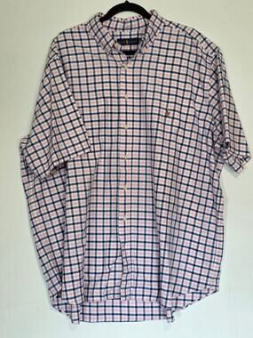 Ralph Lauren Big & Tall 2XB Pink Blue Plaid Short Sleeve Button Down Shirt